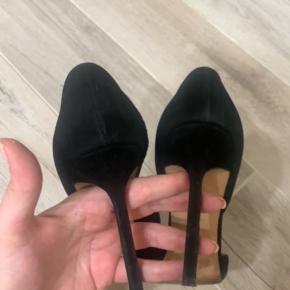 Manolo Blahnik black suede D’Orsay pump heels SZ 37 - Picture 5 of 8
